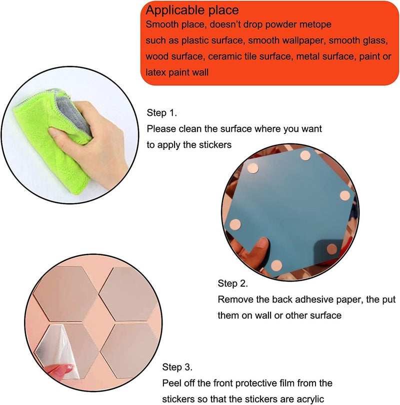 KimDaro 3D Hexagon Acrylic Mirror Wall Decor - Self Adhesive Tiles (30 PCS) - Image 4